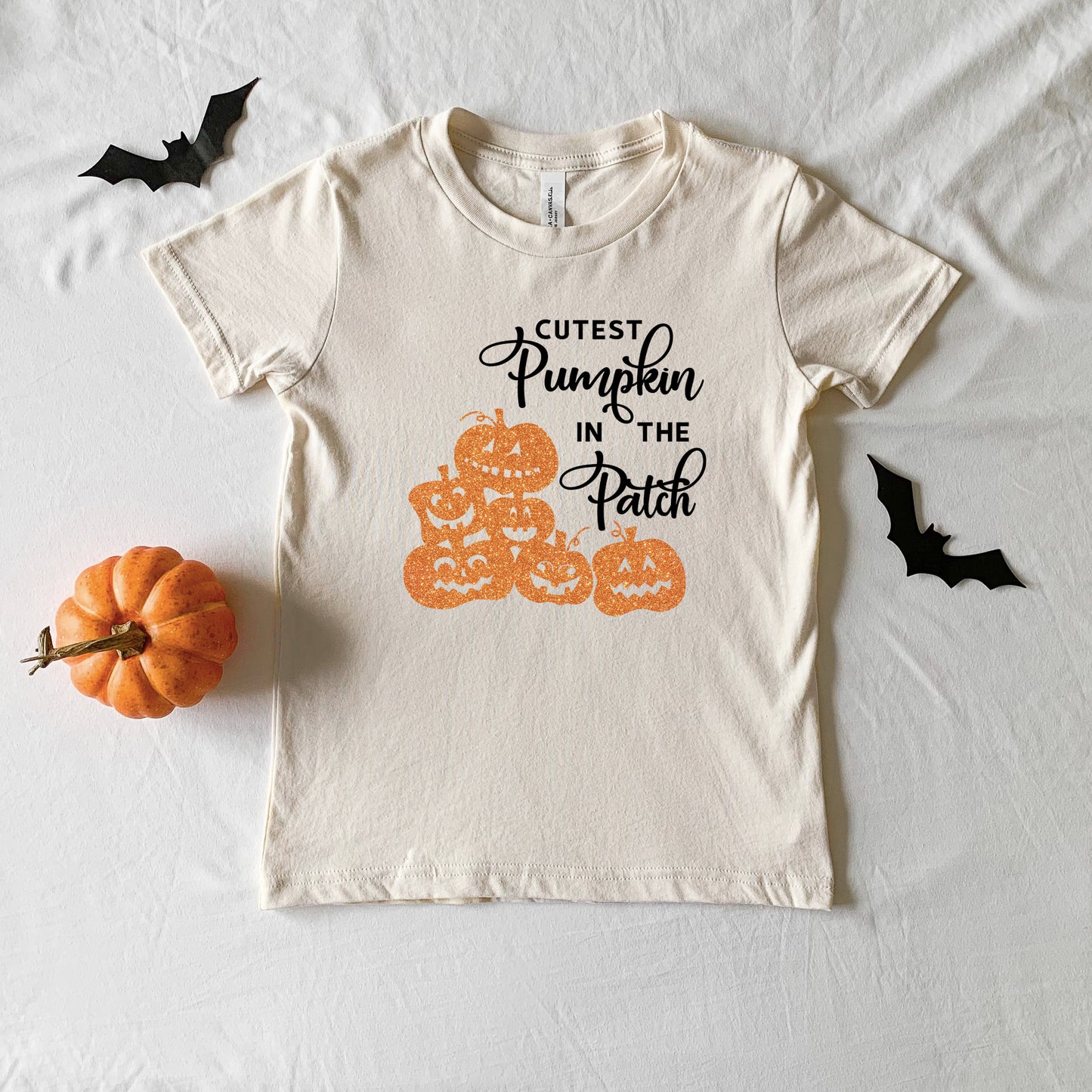 Cutest Pumpkin In The Patch Glitter | Toddler Graphic Short Sleeve Tee