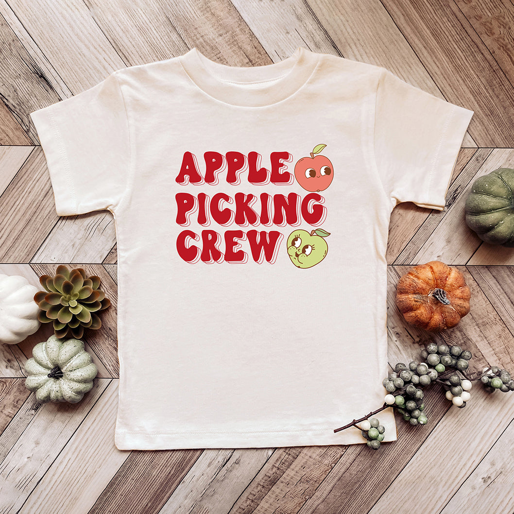 Cartoon Apple Picking Crew | Toddler Graphic Short Sleeve Tee