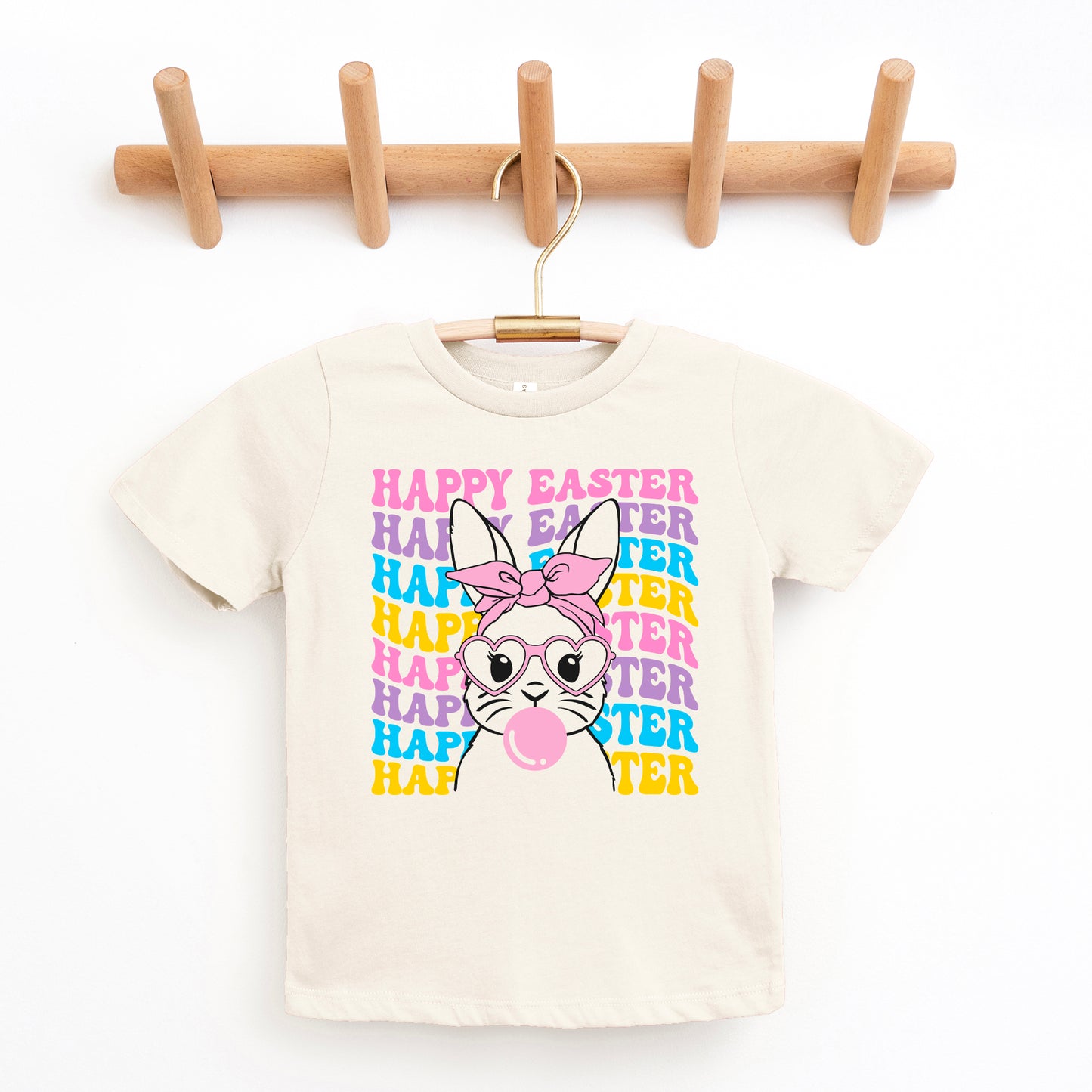 Bubble Gum Bunny Wavy | Toddler Graphic Short Sleeve Tee