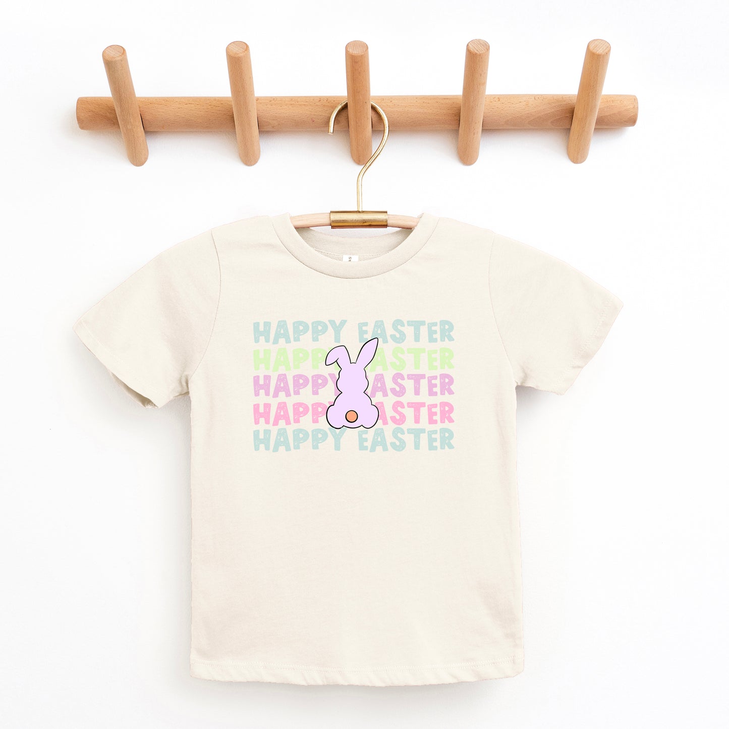 Pastel Happy Easter Stacked | Toddler Graphic Short Sleeve Tee