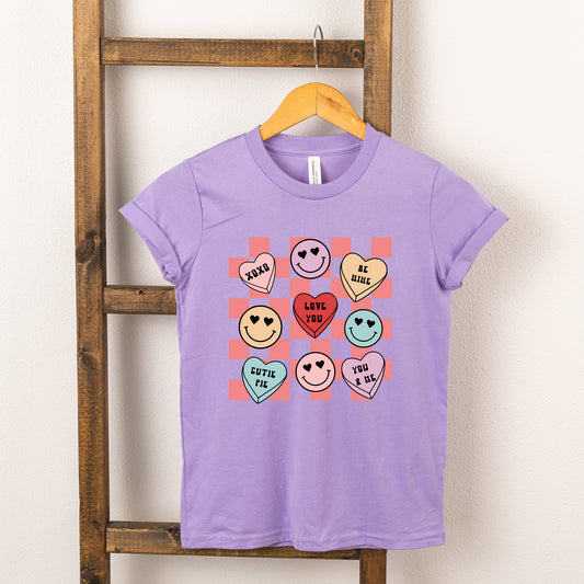 Candy Heart Smile Solid | Youth Graphic Short Sleeve Tee