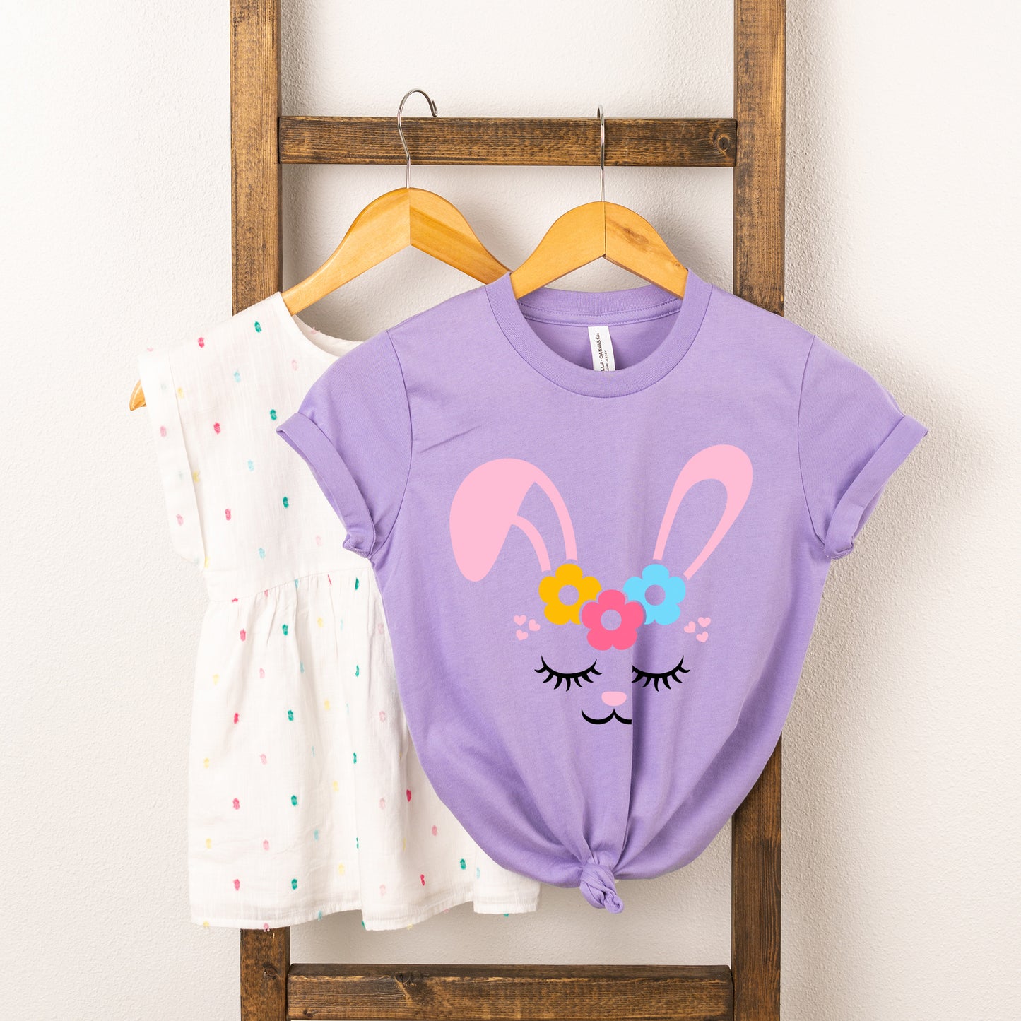 Bunny Face With Flowers | Youth Graphic Short Sleeve Tee