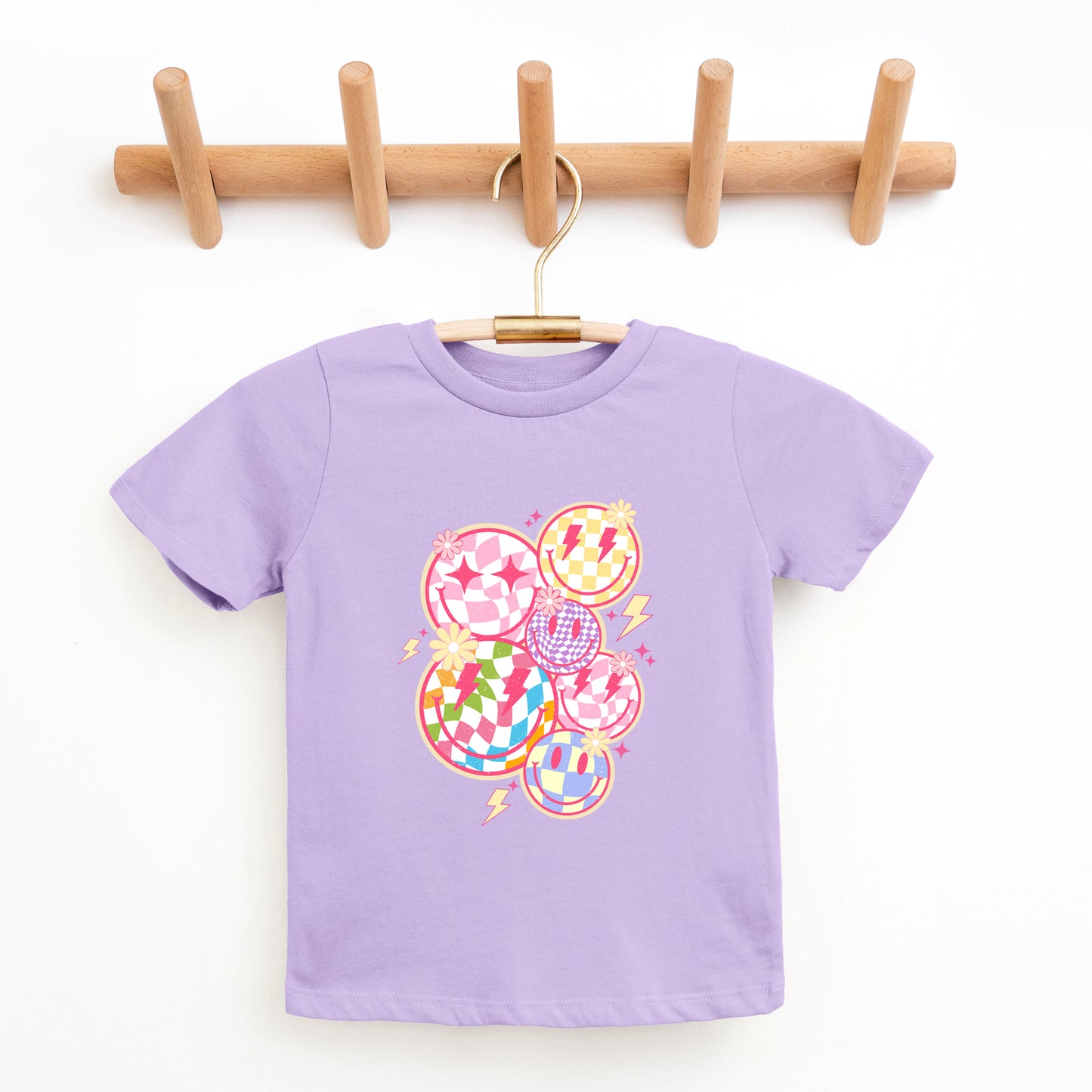 Colorful Checkered Smiley Face | Youth Graphic Short Sleeve Tee