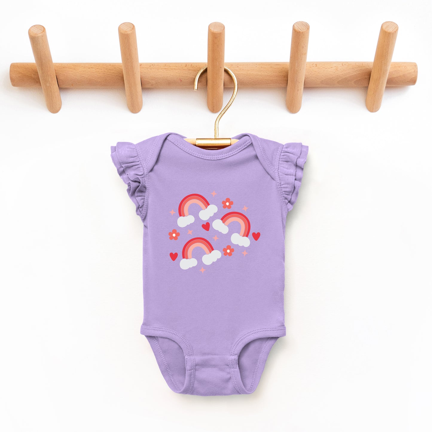 Valentine Rainbow | Baby Graphic Flutter Sleeve Onesie