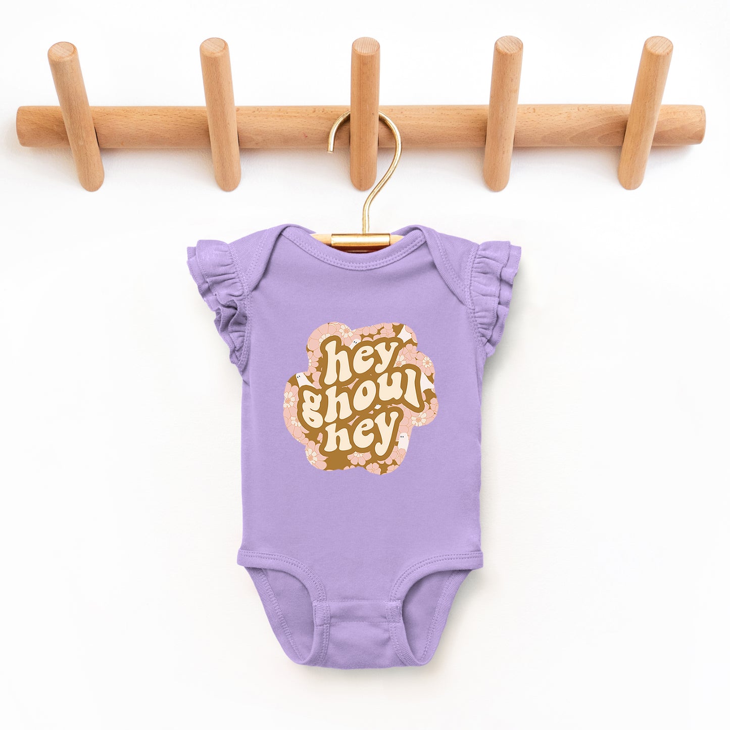 Hey Ghoul Hey Colorful | Baby Graphic Flutter Sleeve Onesie