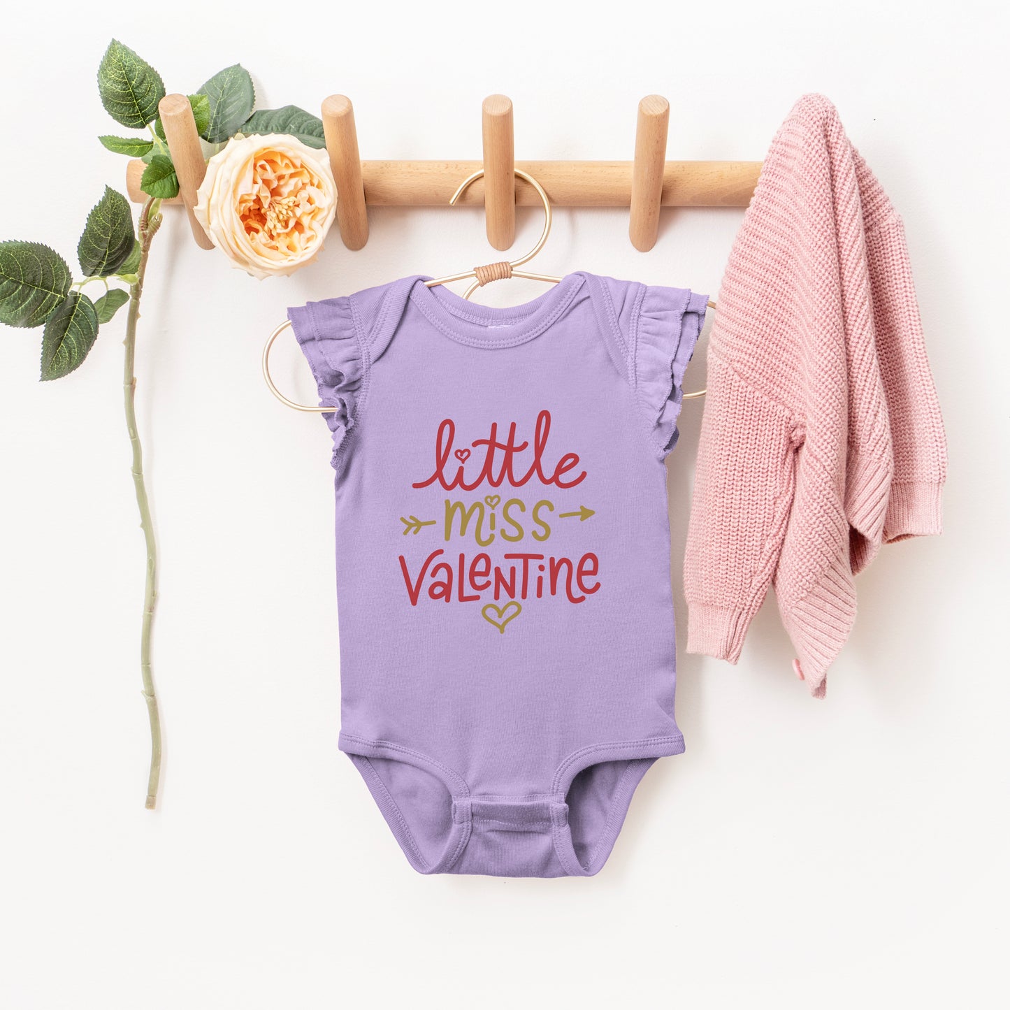 Little Miss Valentine | Baby Graphic Flutter Sleeve Onesie