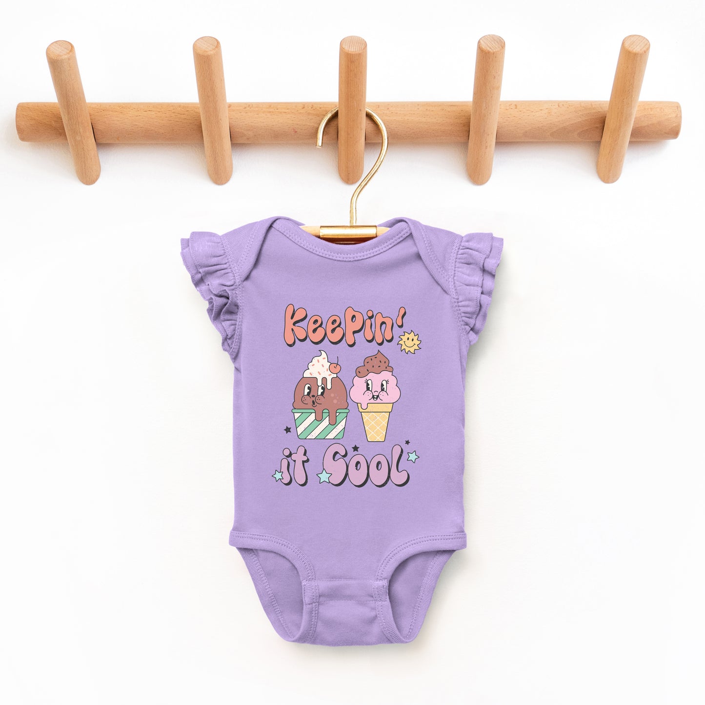 Keepin' It Cool Ice Cream | Baby Graphic Flutter Sleeve Onesie