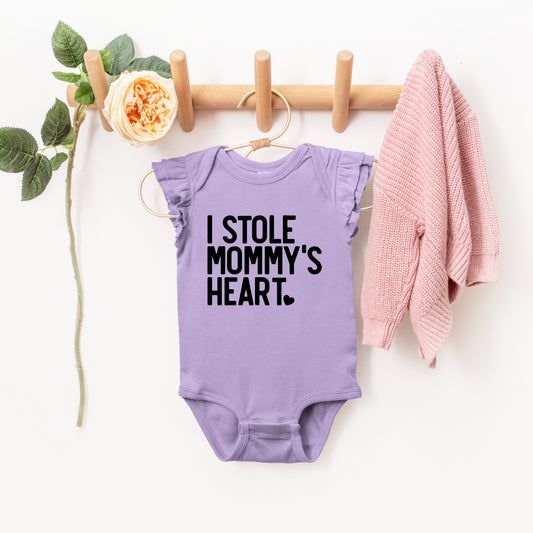 I Stole Mommy's Heart | Baby Graphic Flutter Sleeve Onesie