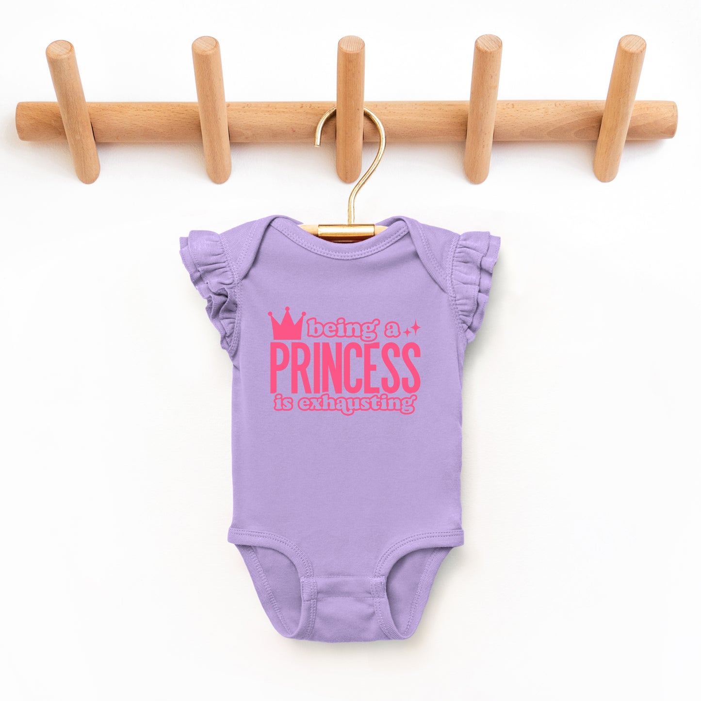 Being A Princess Is Exhausting | Baby Graphic Flutter Sleeve Onesie