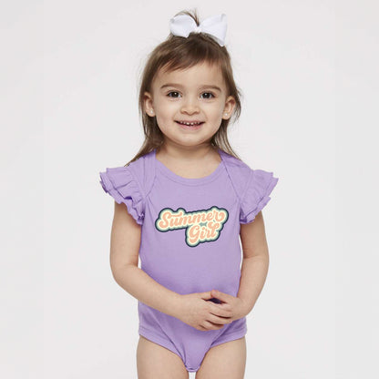 Summer Girl Retro | Baby Graphic Flutter Sleeve Onesie