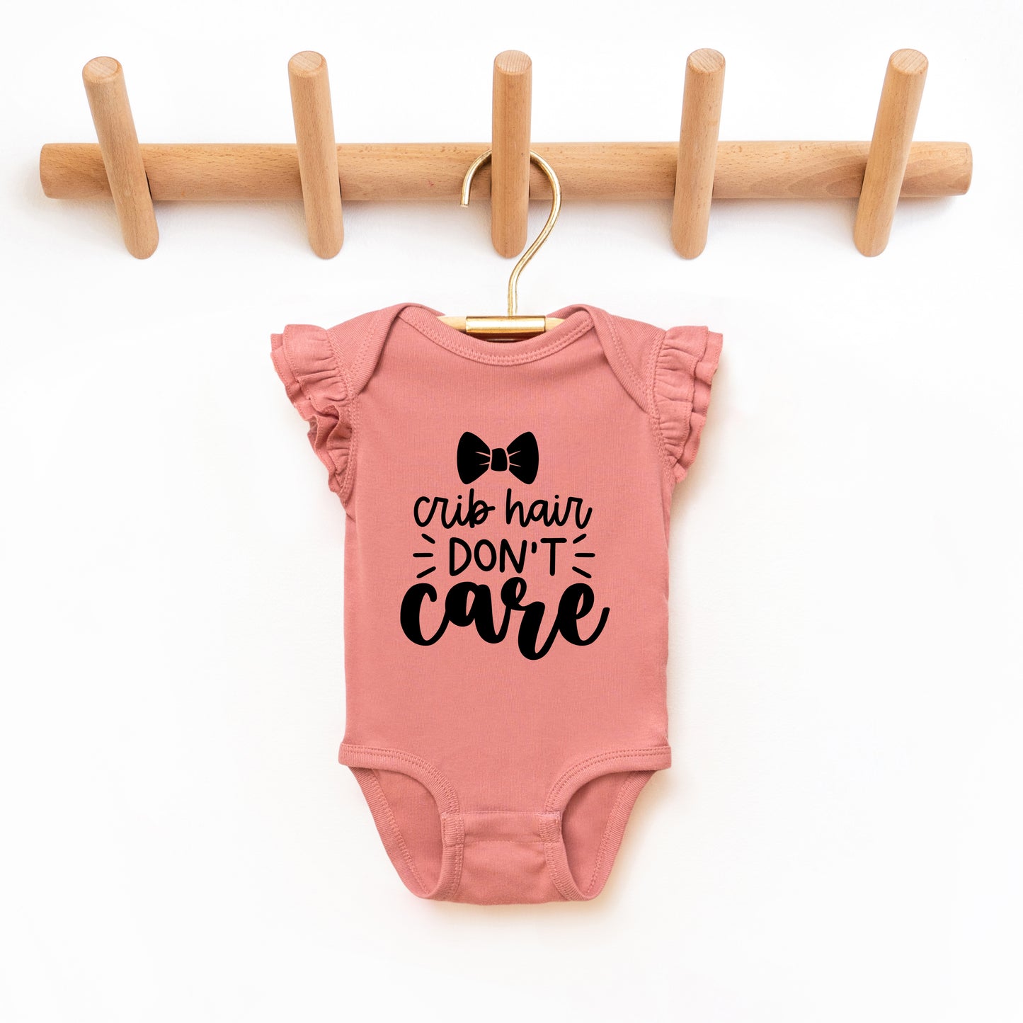 Crib Hair Don't Care | Baby Graphic Flutter Sleeve Onesie