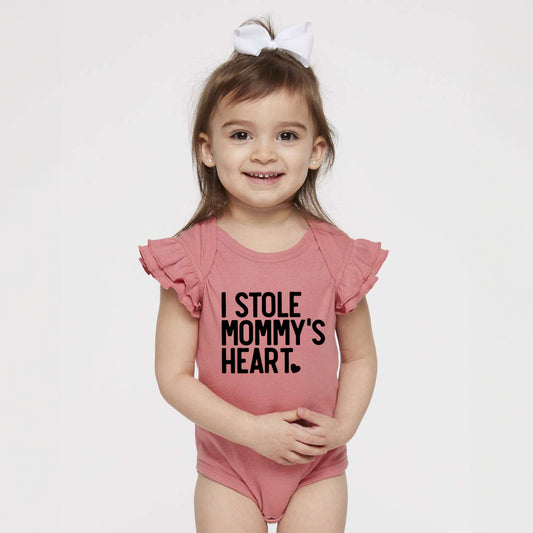 I Stole Mommy's Heart | Baby Graphic Flutter Sleeve Onesie