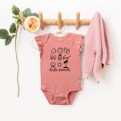 Hello Summer Chart | Baby Graphic Flutter Sleeve Onesie