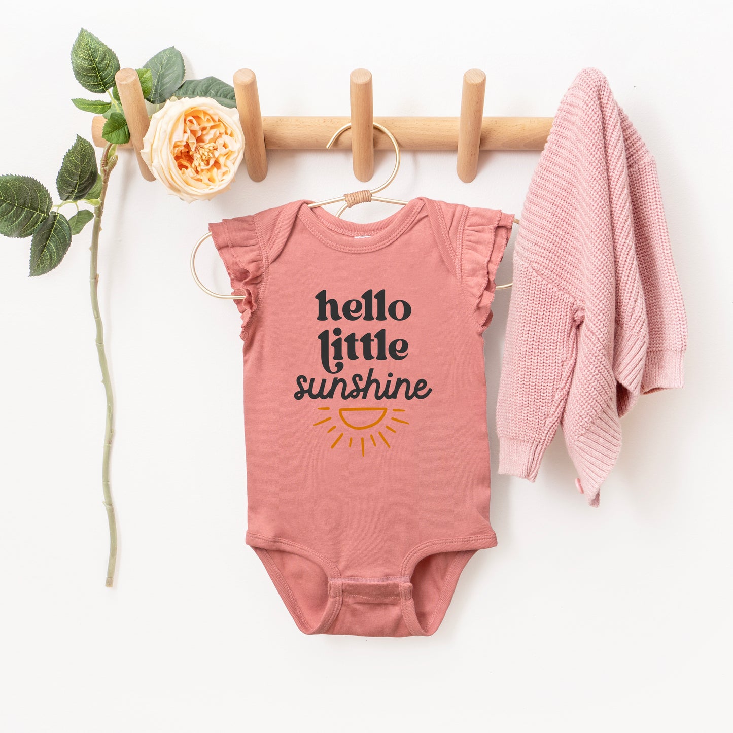 Hello Little Sunshine | Baby Graphic Flutter Sleeve Onesie