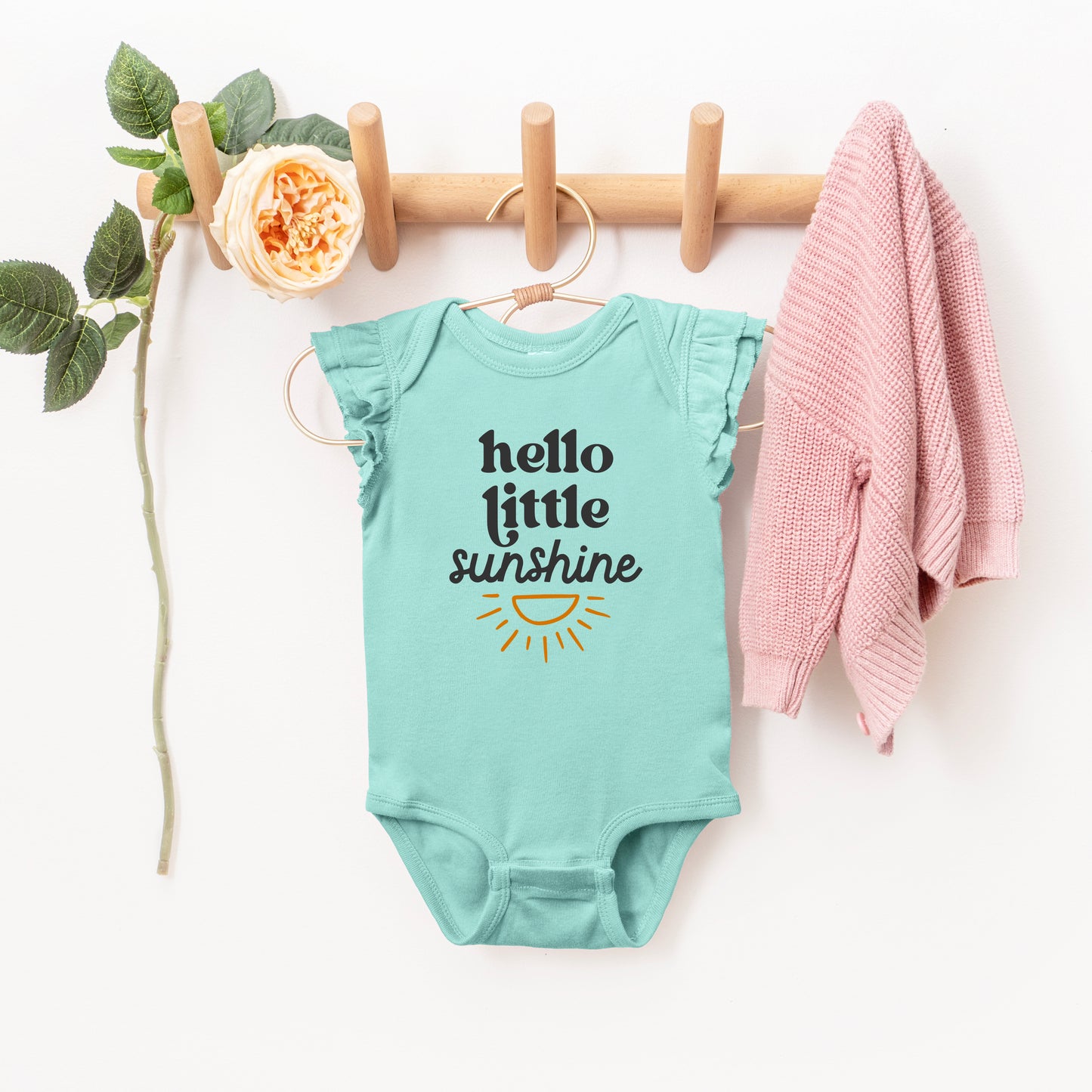 Hello Little Sunshine | Baby Graphic Flutter Sleeve Onesie