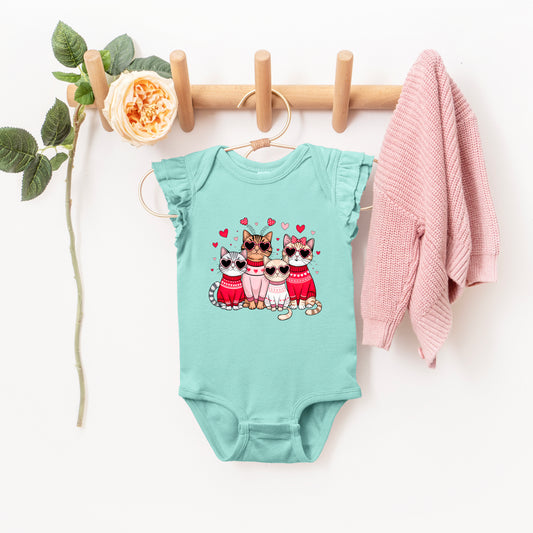 Valentine Kittens | Baby Graphic Flutter Sleeve Onesie