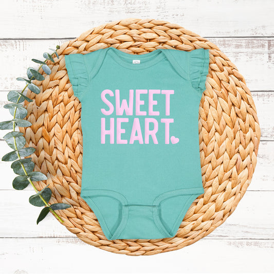 Sweetheart Puff Print | Baby Graphic Flutter Sleeve Onesie