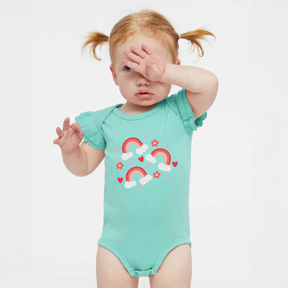 Valentine Rainbow | Baby Graphic Flutter Sleeve Onesie