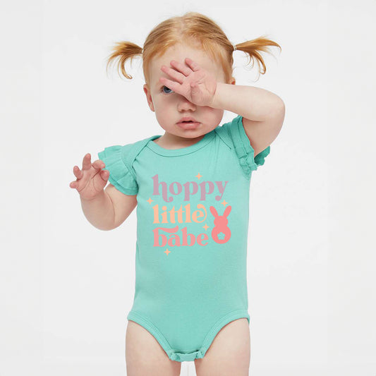 Hoppy Little Babe | Baby Graphic Flutter Sleeve Onesie