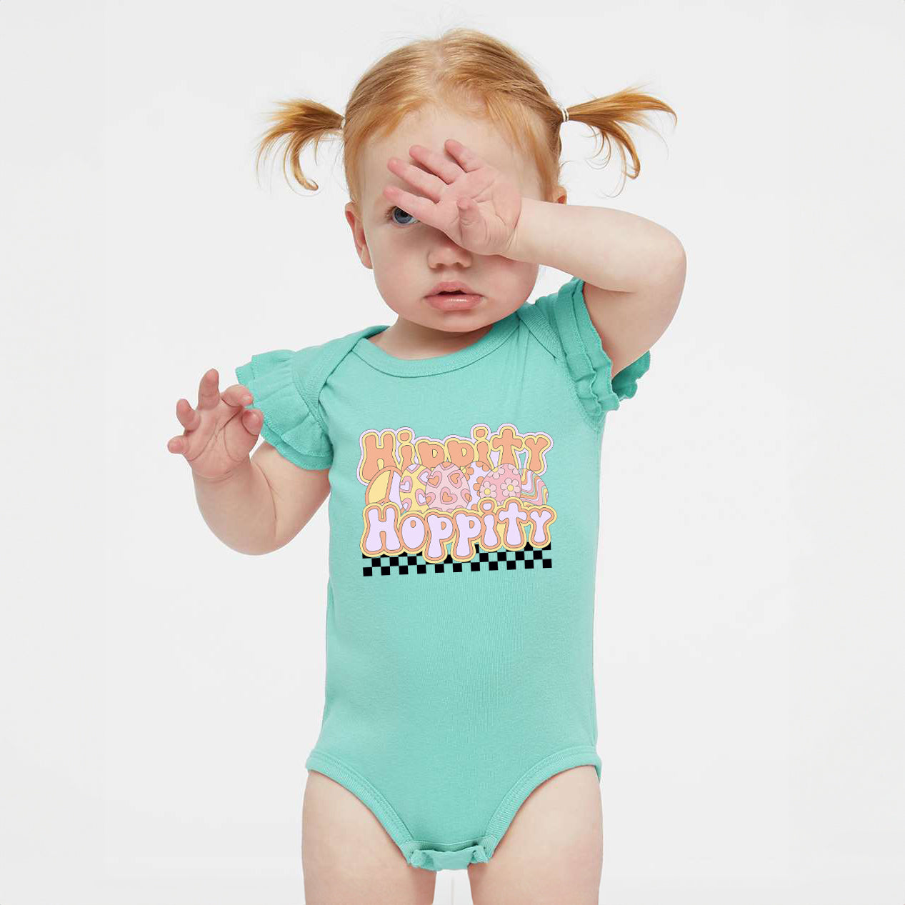 Hippity Hoppity Eggs | Baby Graphic Flutter Sleeve Onesie