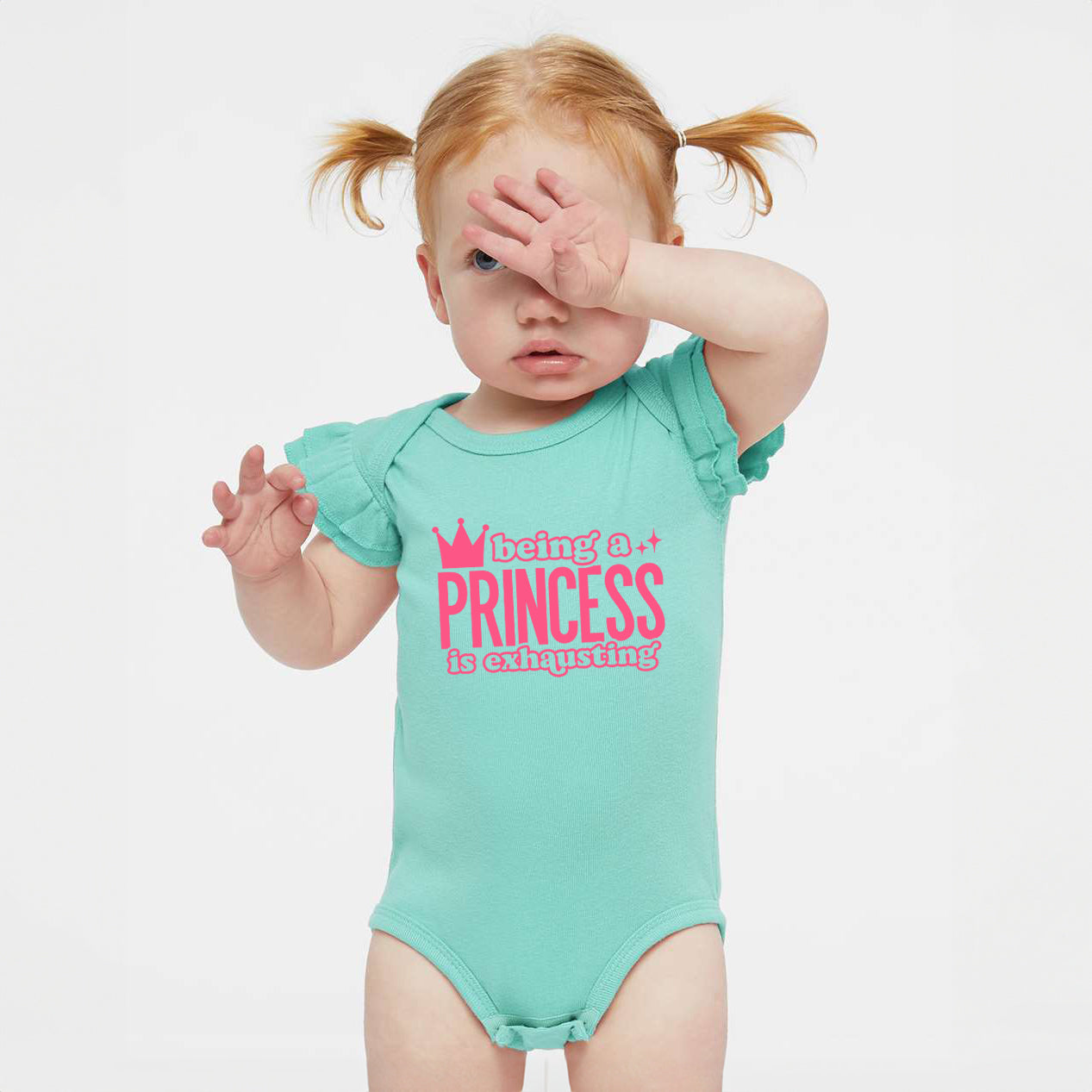 Being A Princess Is Exhausting | Baby Graphic Flutter Sleeve Onesie