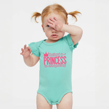 Being A Princess Is Exhausting | Baby Graphic Flutter Sleeve Onesie