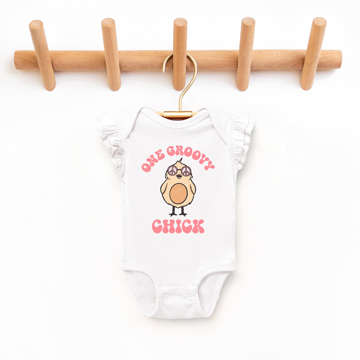 One Groovy Chick | Baby Graphic Flutter Sleeve Onesie