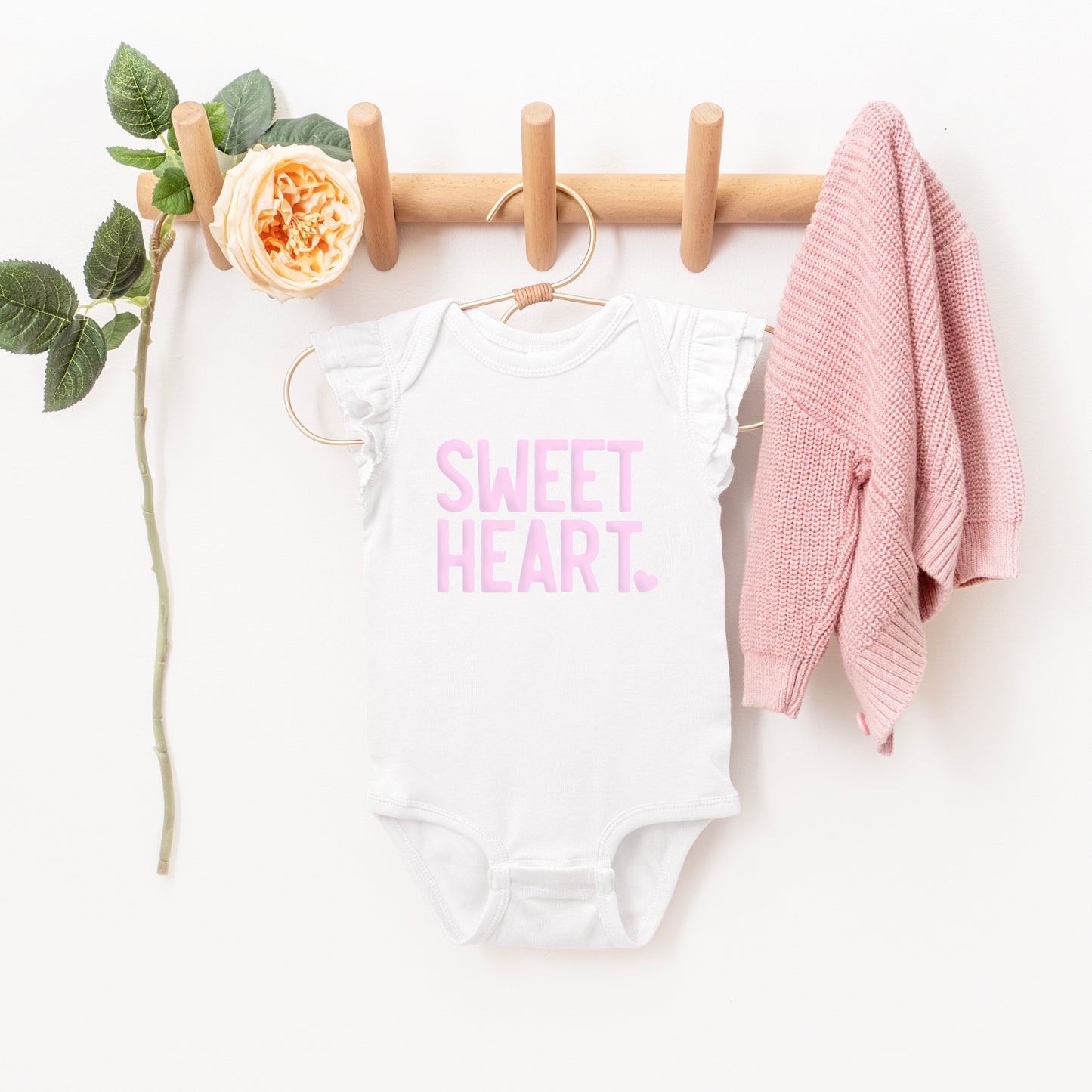 Sweetheart Puff Print | Baby Graphic Flutter Sleeve Onesie