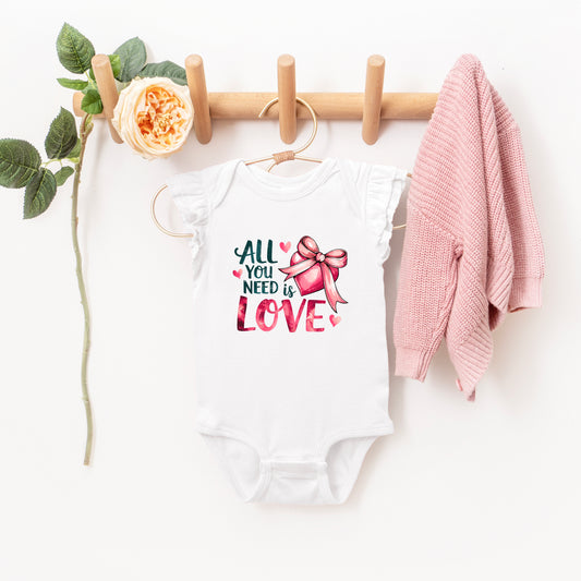 All You Need Is Love Coquette | Baby Graphic Flutter Sleeve Onesie