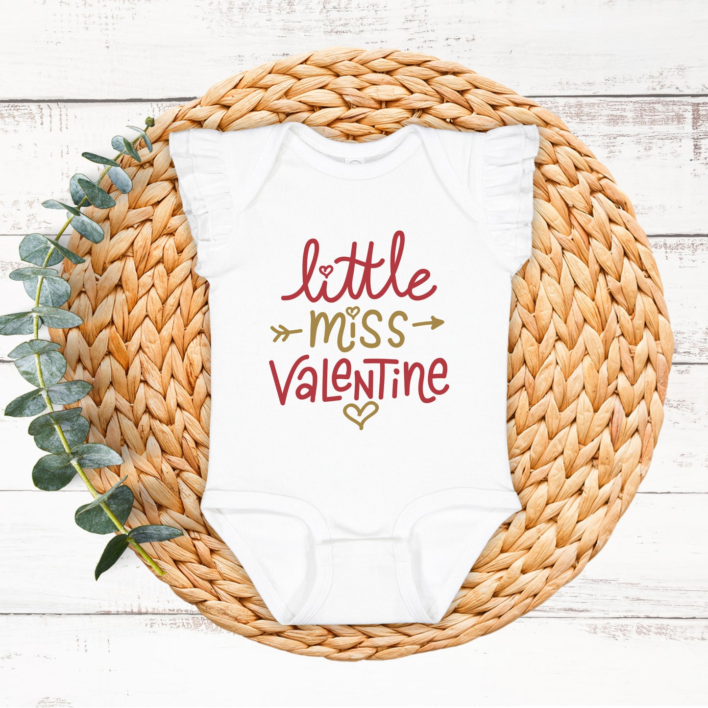 Little Miss Valentine | Baby Graphic Flutter Sleeve Onesie