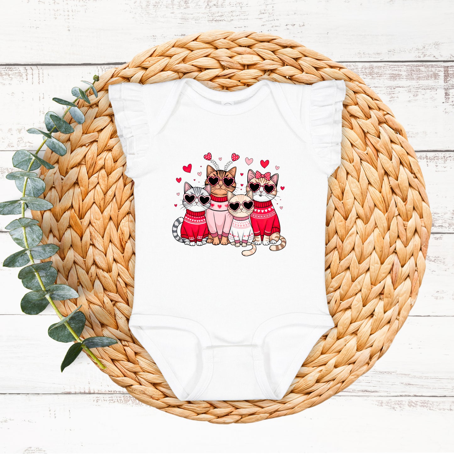 Valentine Kittens | Baby Graphic Flutter Sleeve Onesie