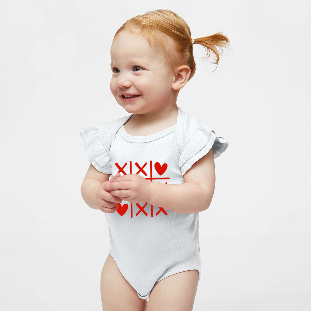 Tic Tac Heart | Baby Graphic Flutter Sleeve Onesie