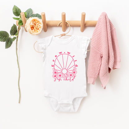 Grow Wild Sun Child | Baby Graphic Flutter Sleeve Onesie