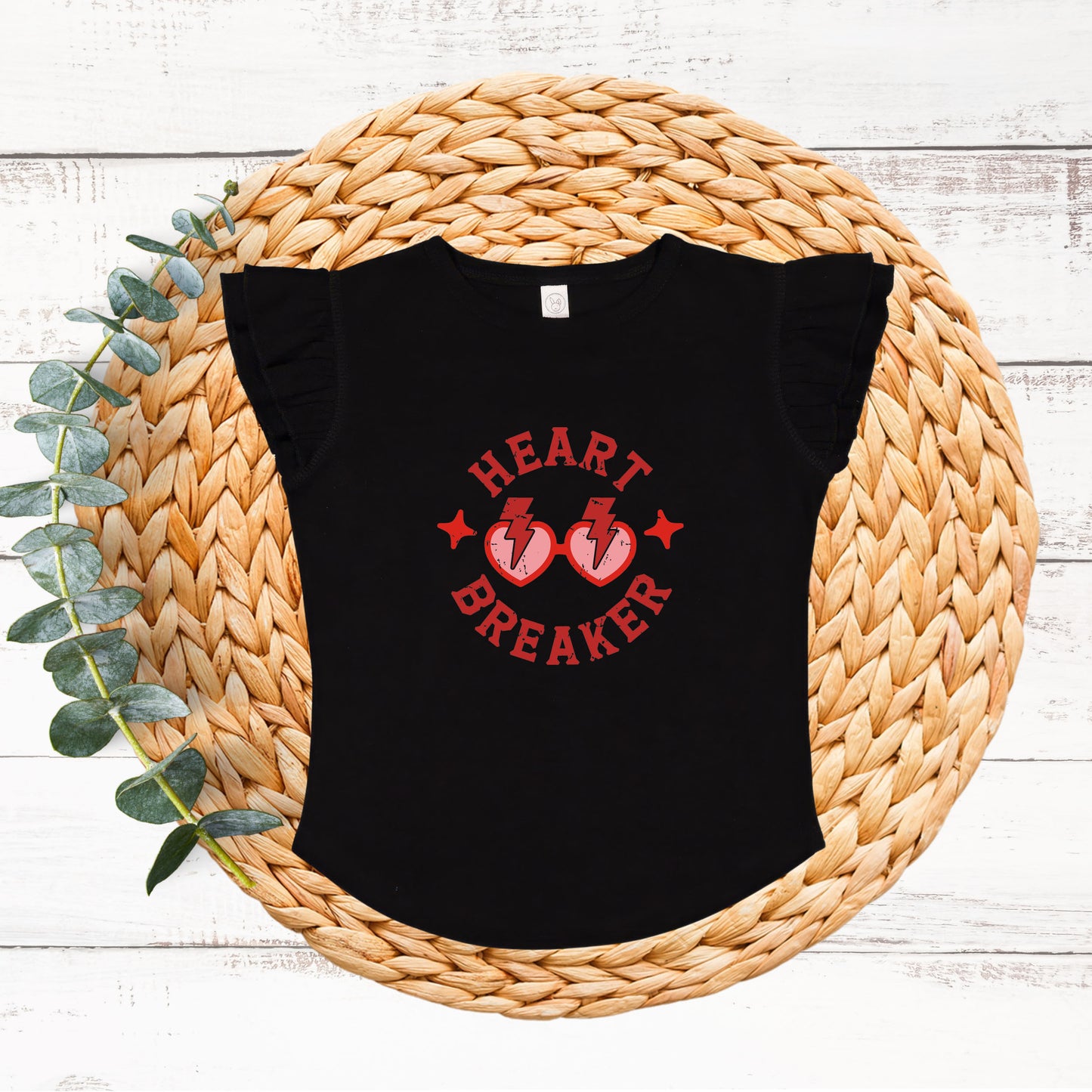 Heart Breaker Sunglasses | Toddler Graphic Flutter Sleeve Tee