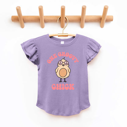 One Groovy Chick | Toddler Graphic Flutter Sleeve Tee