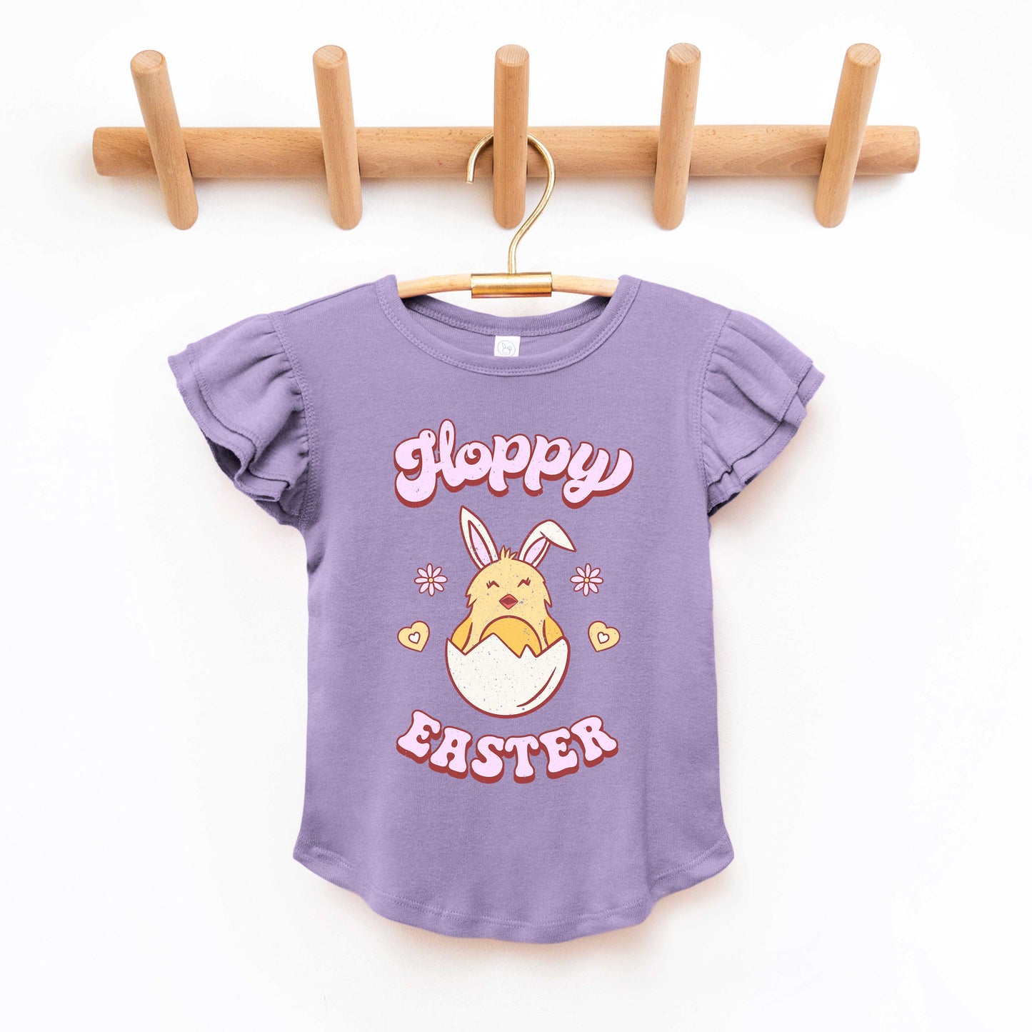 Hoppy Easter Chick Colorful | Toddler Graphic Flutter Sleeve Tee