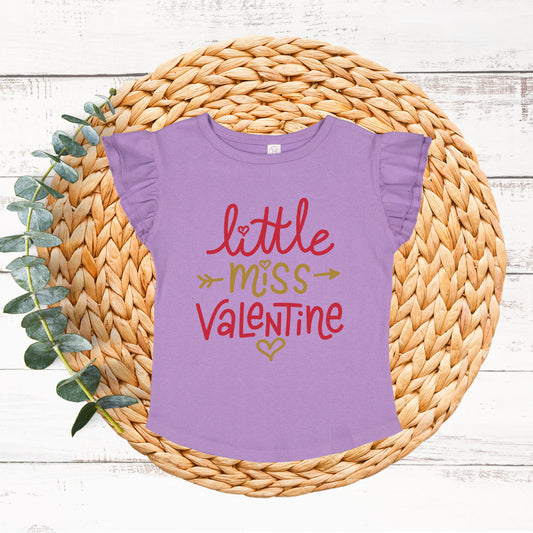 Little Miss Valentine | Toddler Graphic Flutter Sleeve Tee