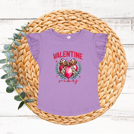 Coquette Valentine Vibes | Toddler Graphic Flutter Sleeve Tee