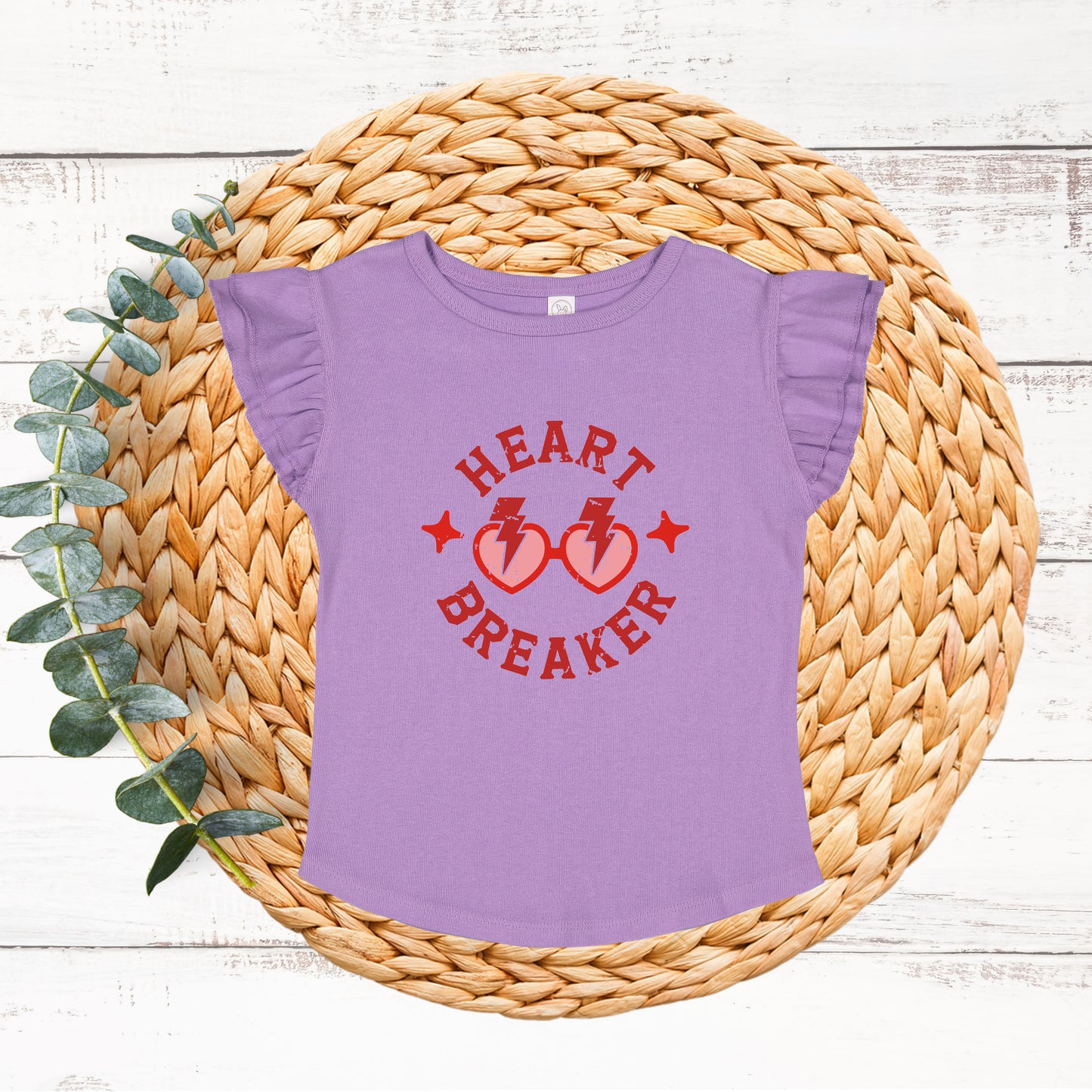 Heart Breaker Sunglasses | Toddler Graphic Flutter Sleeve Tee