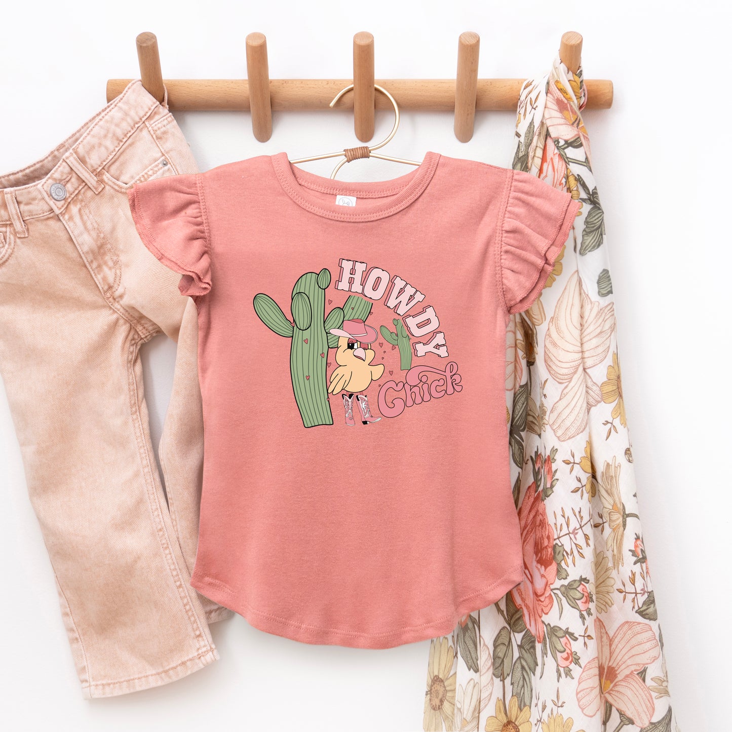 Howdy Chick | Toddler Graphic Flutter Sleeve Tee