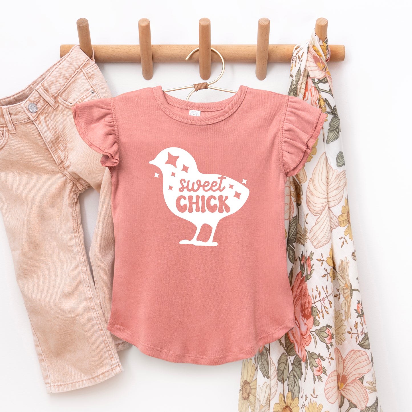 Sweet Chick Chick | Toddler Graphic Flutter Sleeve Tee