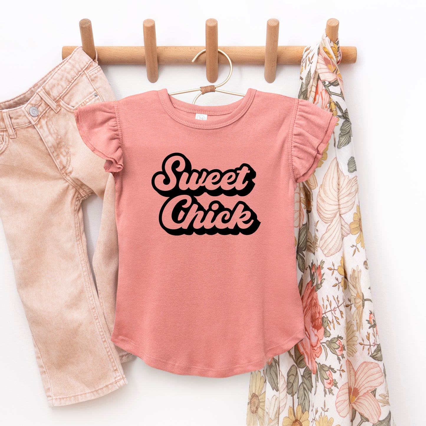 Sweet Chick | Toddler Graphic Flutter Sleeve Tee