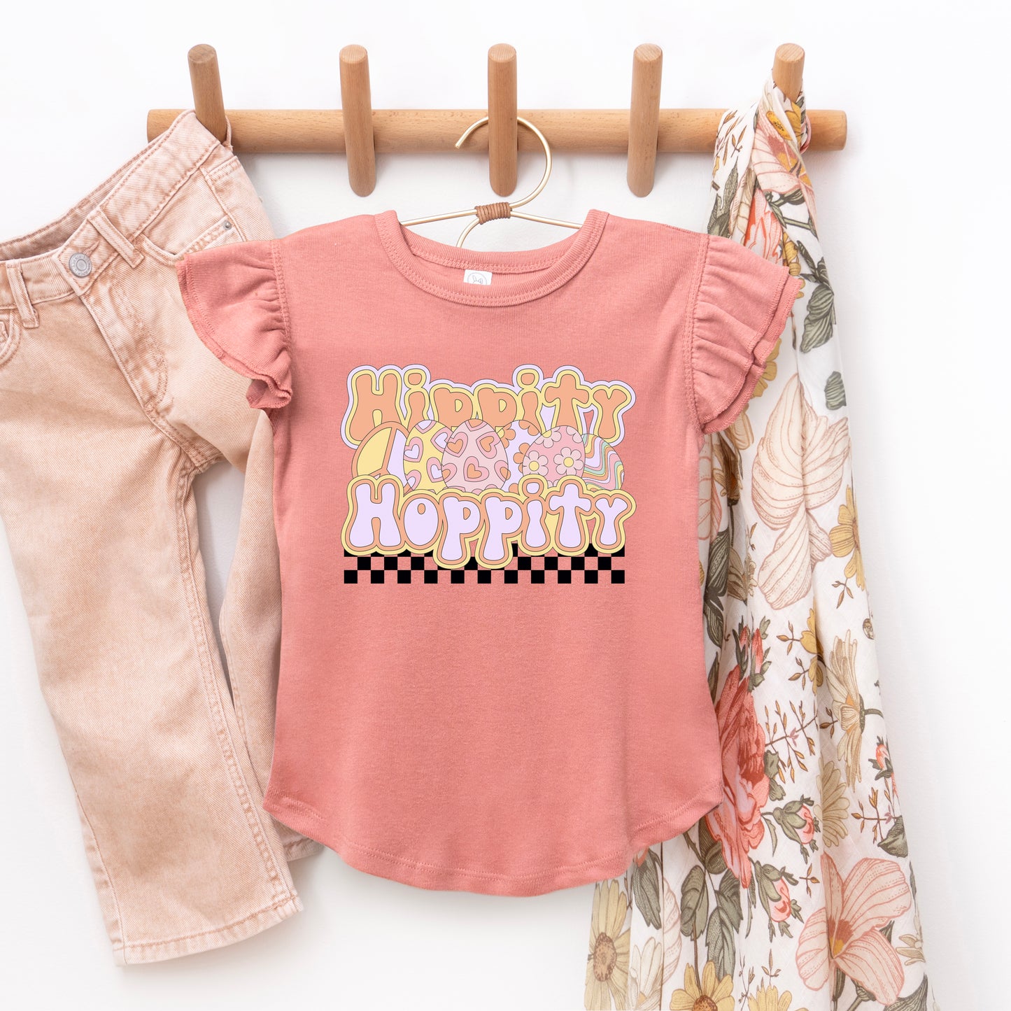 Hippity Hoppity Eggs | Toddler Graphic Flutter Sleeve Tee