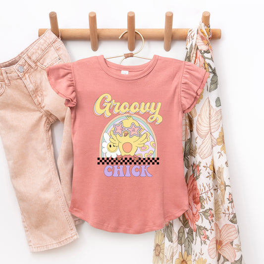 Groovy Easter Chick | Toddler Graphic Flutter Sleeve Tee