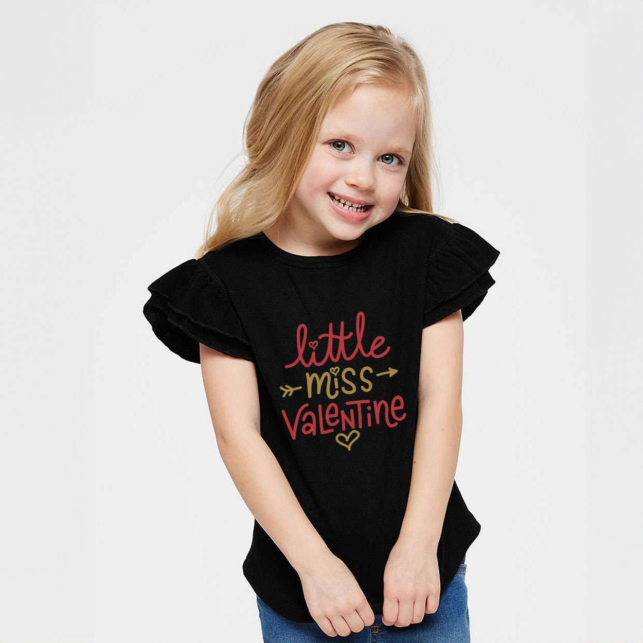 Little Miss Valentine | Toddler Graphic Flutter Sleeve Tee