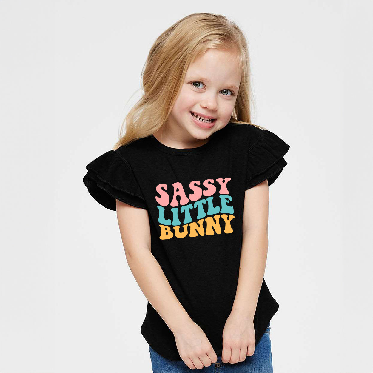 Sassy Little Bunny | Toddler Graphic Flutter Sleeve Tee