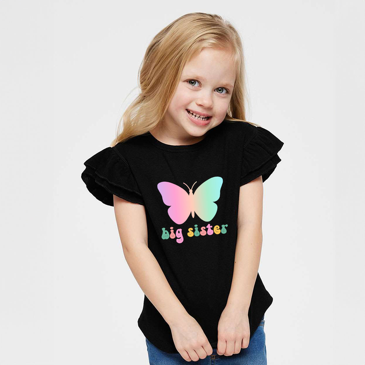 Big Sister Butterfly | Toddler Graphic Flutter Sleeve Tee