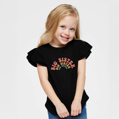 Big Sister Stacked Curved | Toddler Graphic Flutter Sleeve Tee