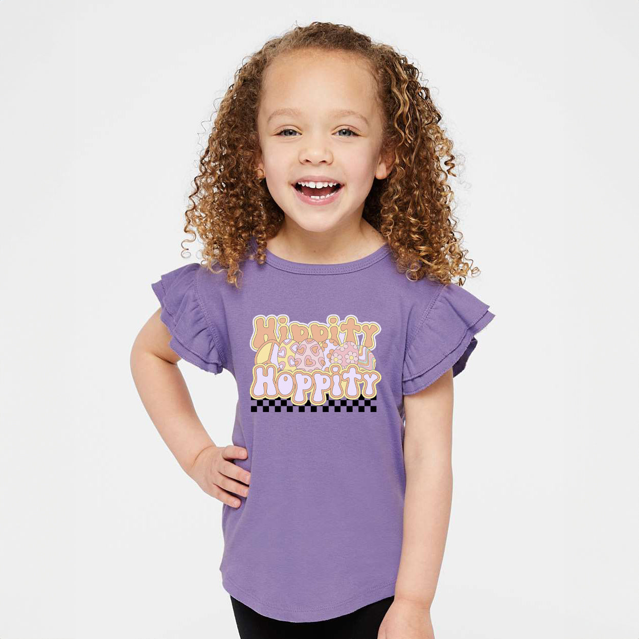 Hippity Hoppity Eggs | Toddler Graphic Flutter Sleeve Tee