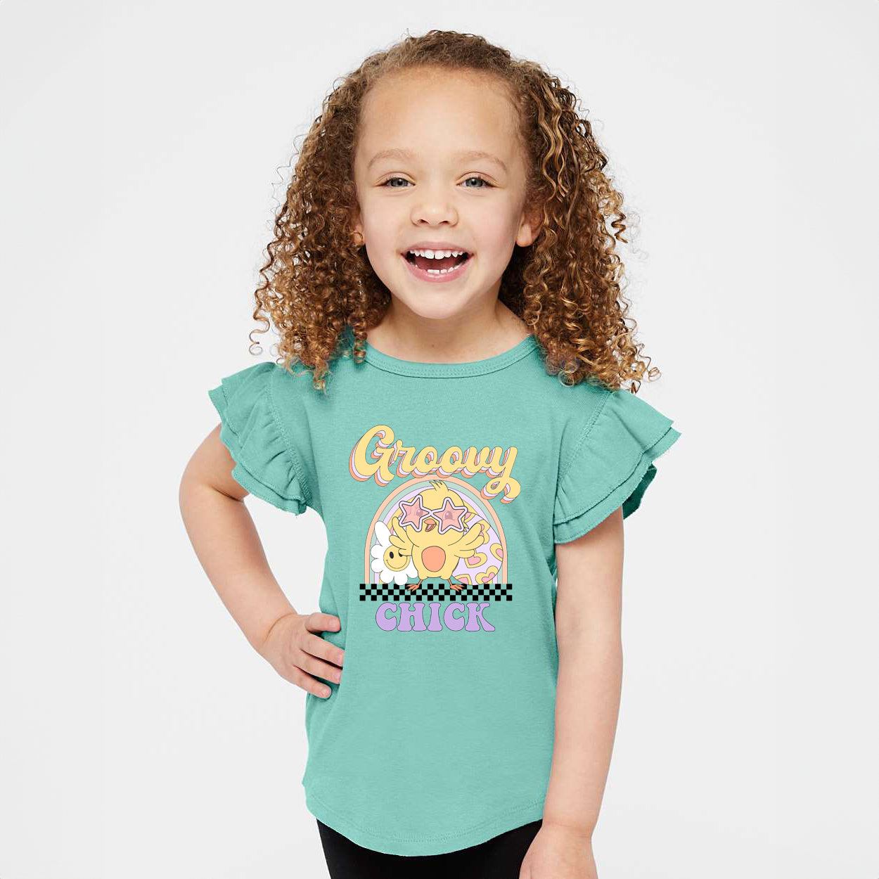 Groovy Easter Chick | Toddler Graphic Flutter Sleeve Tee